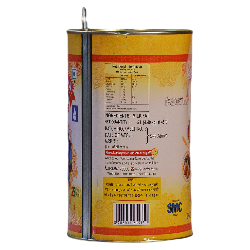 Madhusudan Desi Ghee 5 ltr Tin Pack