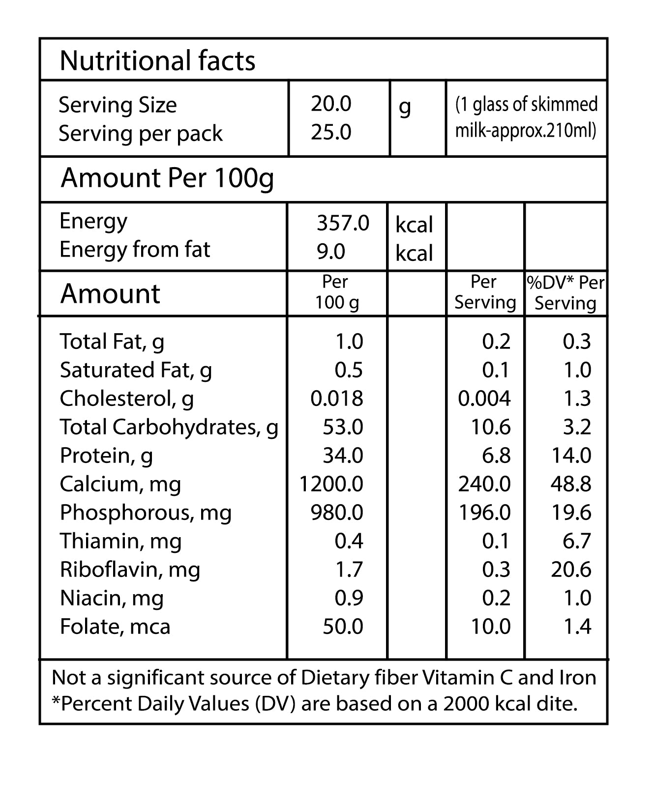 Madhusudan Skimmed Milk Powder 500 gm Pack