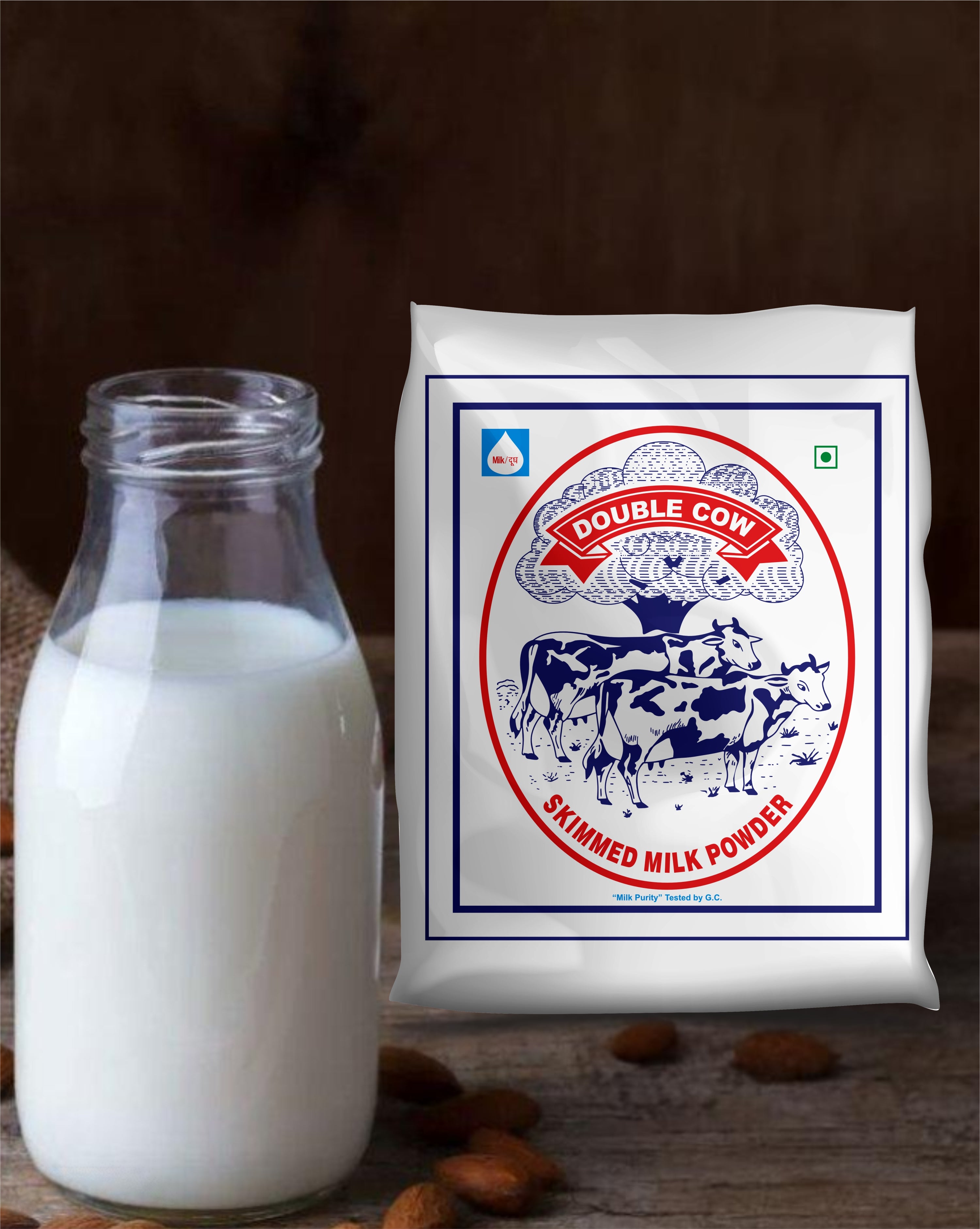Madhusudan Skimmed Milk Powder Double Cow 1 Kg Pack